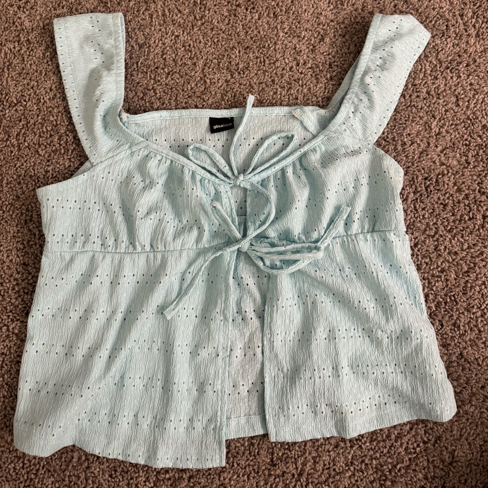 Light Blue Eyelet Top